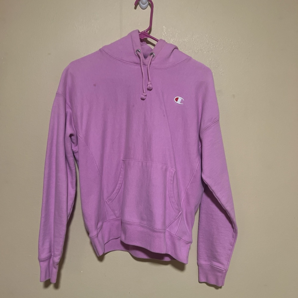 Champion Pink purple women’s reverse weave pullover hoodie size medium